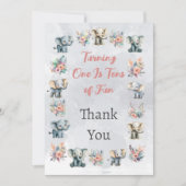 Elephants Boho Jungle Blume Grau Danke Karte (Vorderseite)