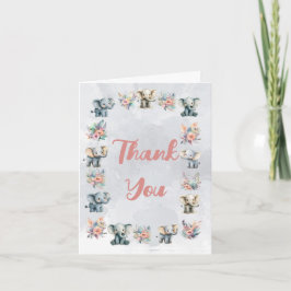 Elephants Boho Jungle Blume Grau Danke Karte