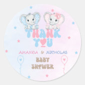 Elephants Boy Girl Dusche Danke Runder Aufkleber (Vorderseite)