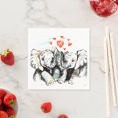 Elephants Couple Liebe Napkins Malerei Serviette (Beispiel)