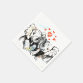 Elephants Couple Liebe Napkins Malerei Serviette (Ecke)