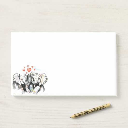 Elephants Couple Liebe Post-it Klebezettel (Auf Schreibtisch)