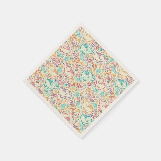 Elephants Ecru Standard Cocktail Papier Napkins Serviette (Ecke)