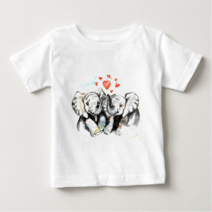 Elephants Family Baby T - Shirt Malerei Liebe