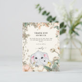 Elephants Foliage Cream Baby Dusche Vielen Dank Postkarte (Stehend Vorderseite)