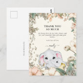 Elephants Foliage Cream Baby Dusche Vielen Dank Postkarte (Vorne/Hinten)