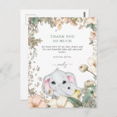 Elephants Foliage Sage Green Baby Dusche Vielen Da Postkarte (Vorne/Hinten)