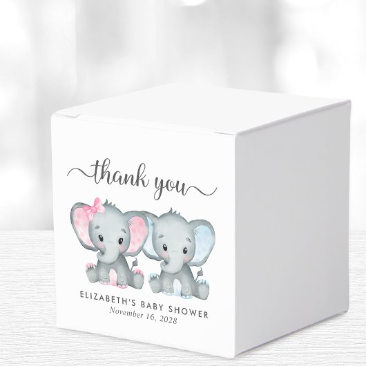 Elephants Girl Boy Twins Baby Dusche Vielen Dank Geschenkschachtel