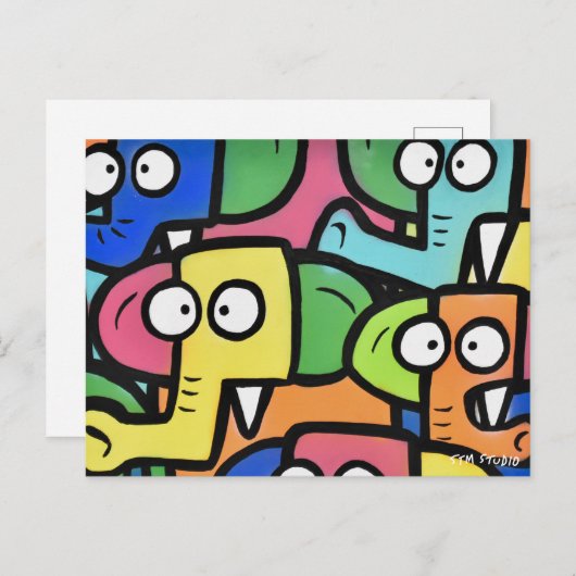 ELEPHANTS GRAFFITI Postcard Postkarte (Vorne/Hinten)