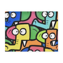 ELEPHANTS GRAFFITI Postcard