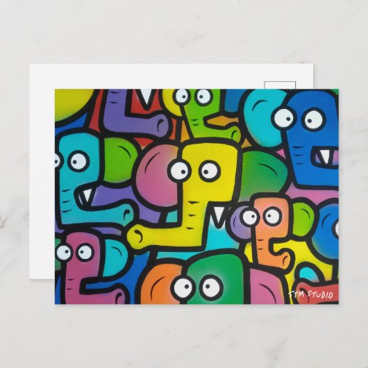 ELEPHANTS GRAFFITI Postcard Postkarte (Vorne/Hinten)