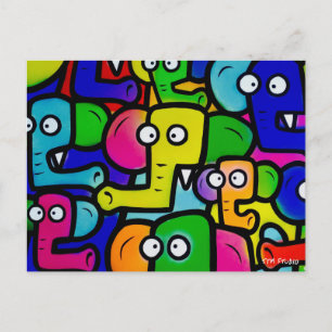 ELEPHANTS GRAFFITI Postcard Ver.2 Postkarte
