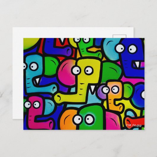 ELEPHANTS GRAFFITI Postcard Ver.2 Postkarte (Vorne/Hinten)