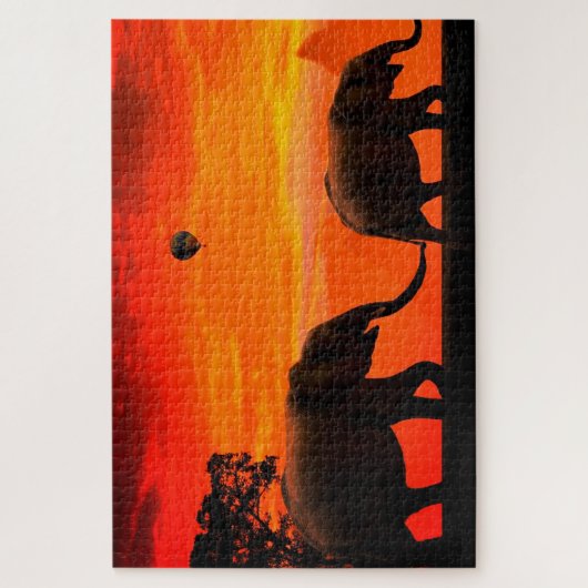 Elephants Jigsaw Puzzle Sunset (Vertikal)