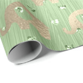 Elephants Metalli Hearts Gold Mint Baby Girl Geschenkpapier (Rolleneckpunkt)