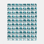 Elephants Muster Blau Fleecedecke (Vorderseite)