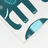 Elephants Muster Blau Fleecedecke (Ecke)