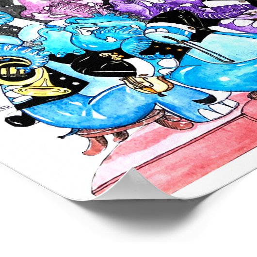 Elephants' Orchestra Watercolor Poster (Ecke)