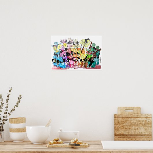Elephants' Orchestra Watercolor Poster (Küche)