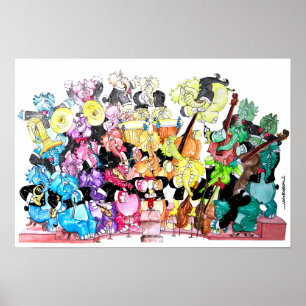Elephants' Orchestra Watercolor Poster