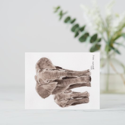 elephants post card postkarte (Stehend Vorderseite)