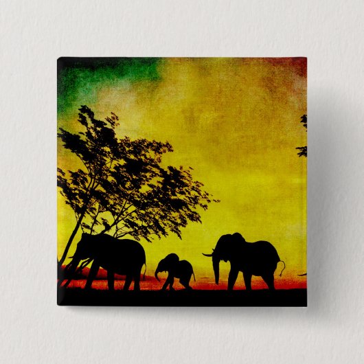 Elephants Sunset Button (Vorderseite)