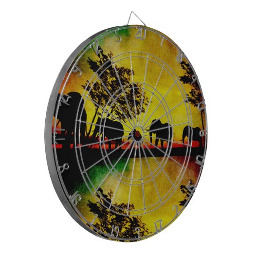 Elephants Sunset Dartscheibe (Vorderseite Links)