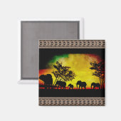 Elephants Sunset Magnet (Vorderseite/Rückseite)