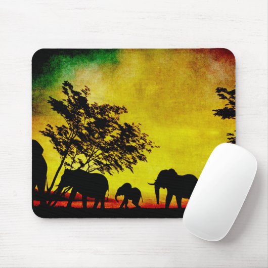 Elephants Sunset Mousepad (Mit Mouse)