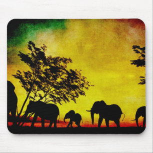 Elephants Sunset Mousepad