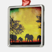 Elephants Sunset Ornament Aus Metall (Links)