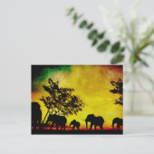 Elephants Sunset Postkarte (Stehend Vorderseite)