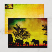 Elephants Sunset Postkarte (Vorne/Hinten)