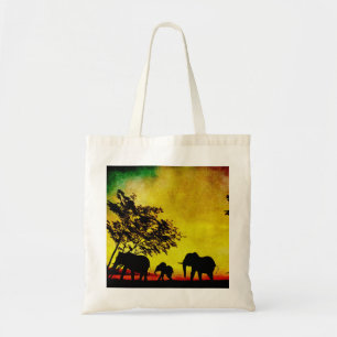 Elephants Sunset Tragetasche