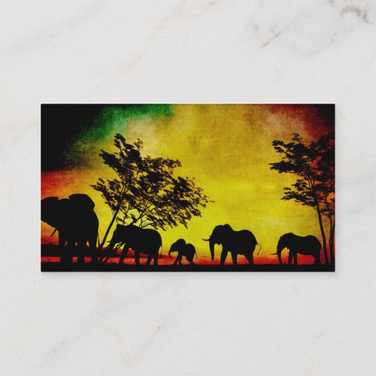 Elephants Sunset Visitenkarte (Rückseite)