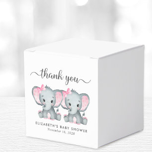 Elephants Twin Girls Babydusche Danke Geschenkschachtel