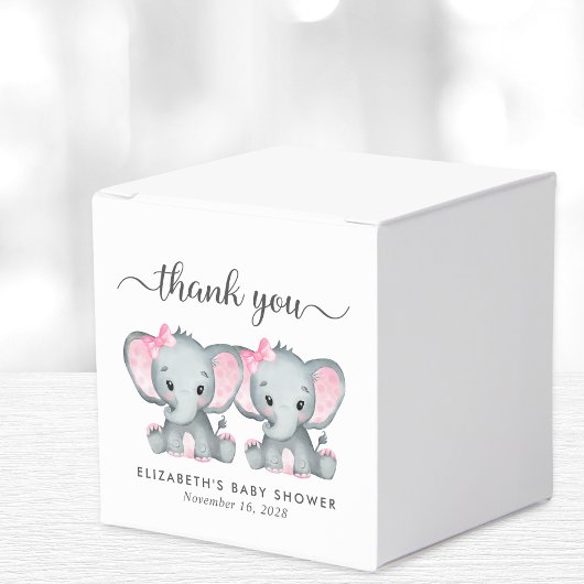 Elephants Twin Girls Babydusche Danke Geschenkschachtel