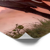 Elephants Walking in Sunset Poster (Ecke)