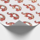 Elephants White Oriental Red Champaigne Gold Geschenkpapier (Ecke)