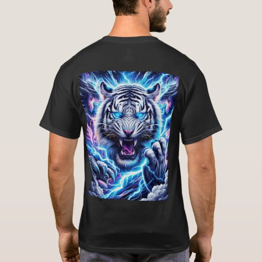 Eletric Blue Lighting Tiger T-Shirt Design (Rückseite)