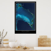 Eleuthera Bahamas von Space Satellite Karte Poster (Küche)