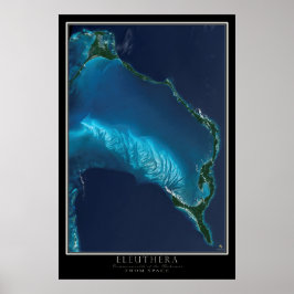 Eleuthera Bahamas von Space Satellite Karte Poster