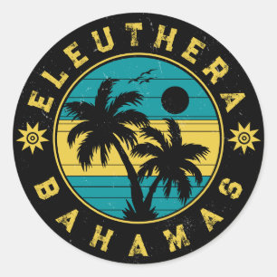 Eleuthera Island Bahamas Palm Tree Souvenirs Runder Aufkleber