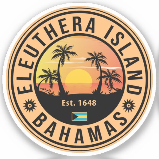 Eleuthera Island Bahamas Retro Sunset Souvenirs Aufkleber (Vorderseite)