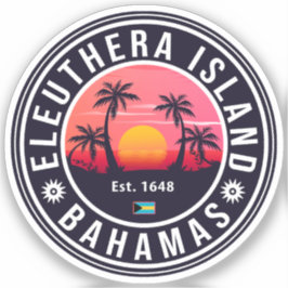 Eleuthera Island Bahamas Retro Sunset Souvenirs Aufkleber