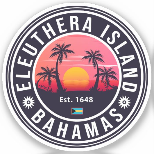 Eleuthera Island Bahamas Retro Sunset Souvenirs Aufkleber (Vorderseite)