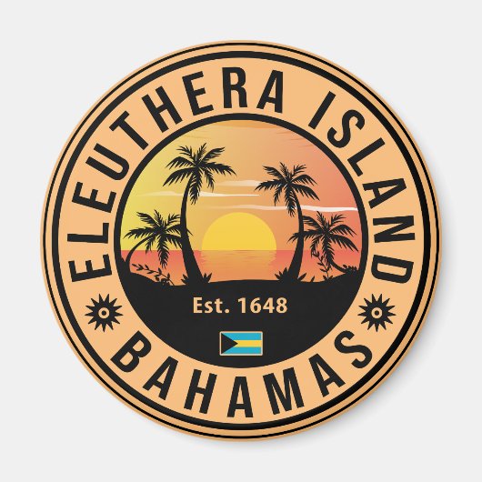 Eleuthera Island Bahamas Retro Sunset Souvenirs Magnet (Vorne)