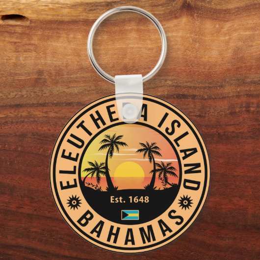 Eleuthera Island Bahamas Retro Sunset Souvenirs Schlüsselanhänger (Rückseite)