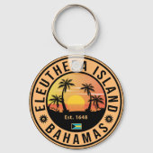 Eleuthera Island Bahamas Retro Sunset Souvenirs Schlüsselanhänger (Rückseite)