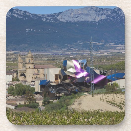 Elevated town view and Hotel Marques de Riscal Untersetzer (Vorderseite)